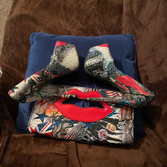 MultiColor Stiletto Platform Heel & Purse - Picture 3 of 8